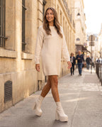 Bottines chaussette à plateforme massive Ludmilla — Blanc, portées en situation urbaine