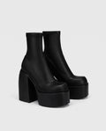Bottines chaussette à plateforme massive Ludmilla — Noir, paire en packshot studio