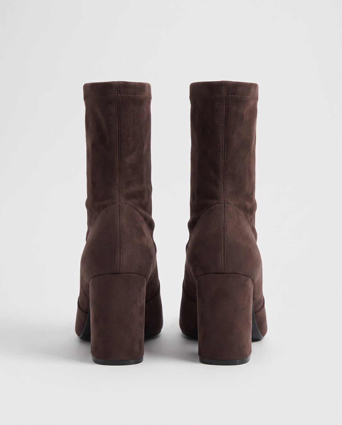 Bottines chaussette en suédine à talon bloc Dorothée — Brun, packshot vue complémentaire