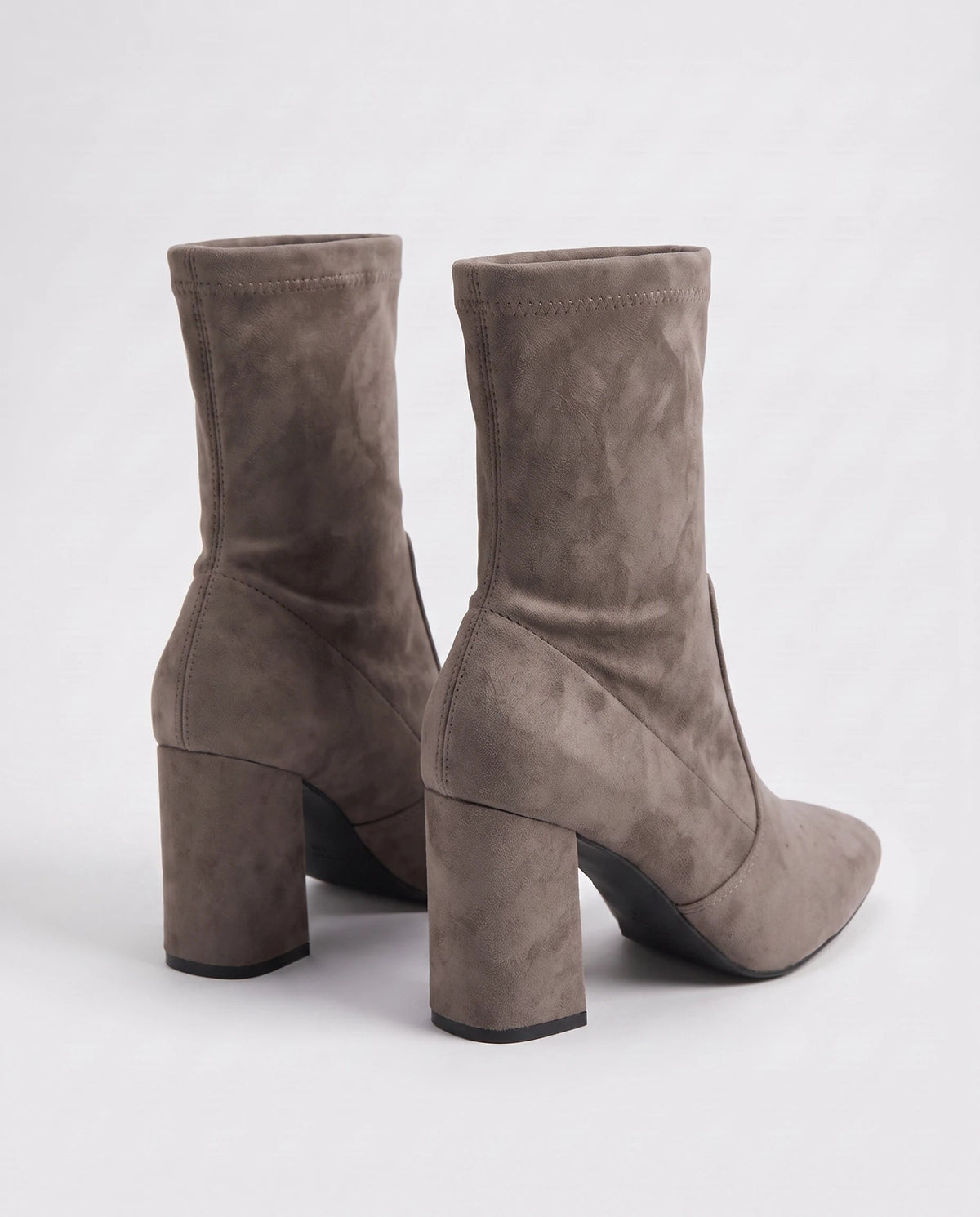 Bottines chaussette en suédine à talon bloc Dorothée — Taupe, packshot vue complémentaire