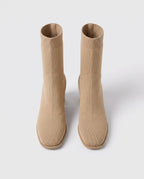 Bottines chaussettes en maille a talon bloc Cyprienne Beige — packshot, second angle