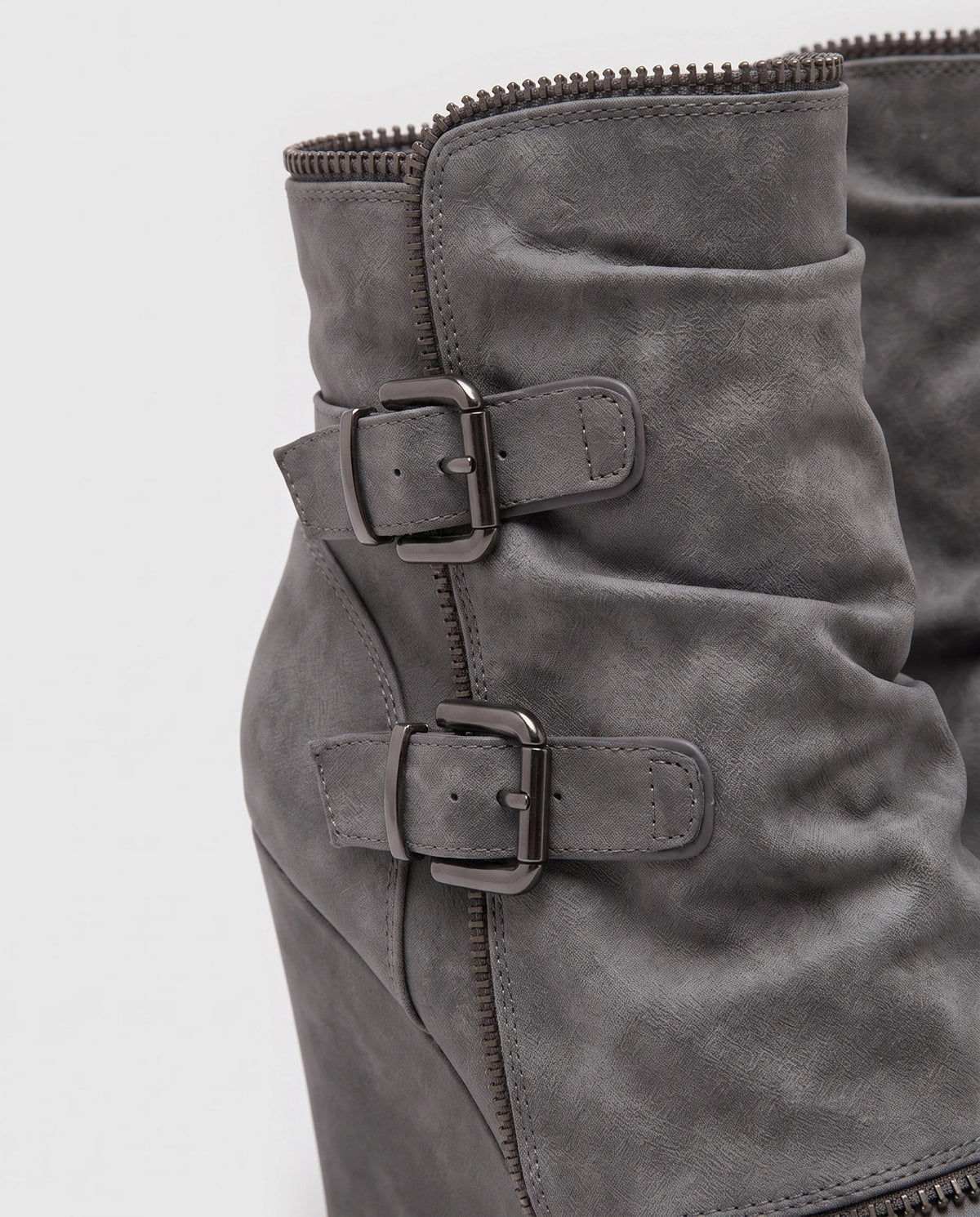 Bottines compensées à boucles en suédine Ermeline — Gris, packshot vue complémentaire