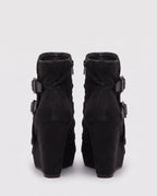 Bottines compensées à boucles en suédine Ermeline — Noir, packshot vue complémentaire