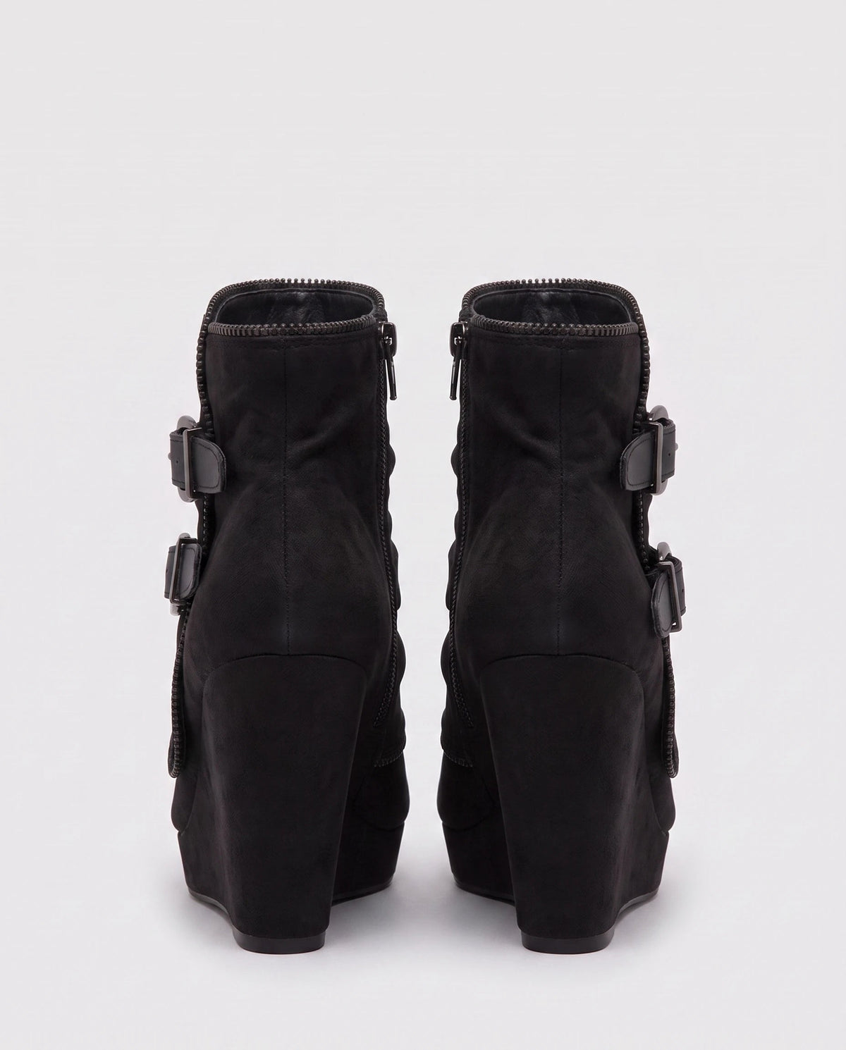 Bottines compensées à boucles en suédine Ermeline — Noir, packshot vue complémentaire