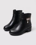 Bottines confort à bijou strass Hortensia — Noir, paire en packshot studio