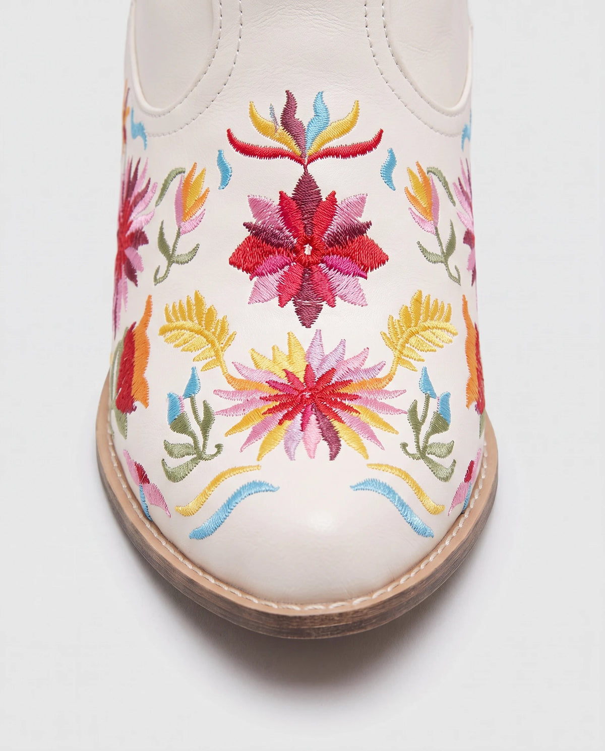 Bottines santiags à broderie florale en simili Émerance Blanc — packshot, second angle