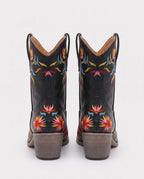 Bottines santiags à broderie florale en simili Émerance Noir — packshot, second angle