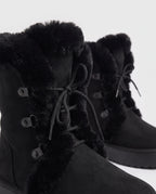 Bottines fourrées à lacets en suédine Toinette — Noir, packshot vue complémentaire