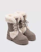 Bottines fourrées à lacets en suédine Toinette — Taupe, packshot vue complémentaire