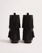 Bottines gladiateur à franges en suédine Vianne — Noir, packshot vue complémentaire