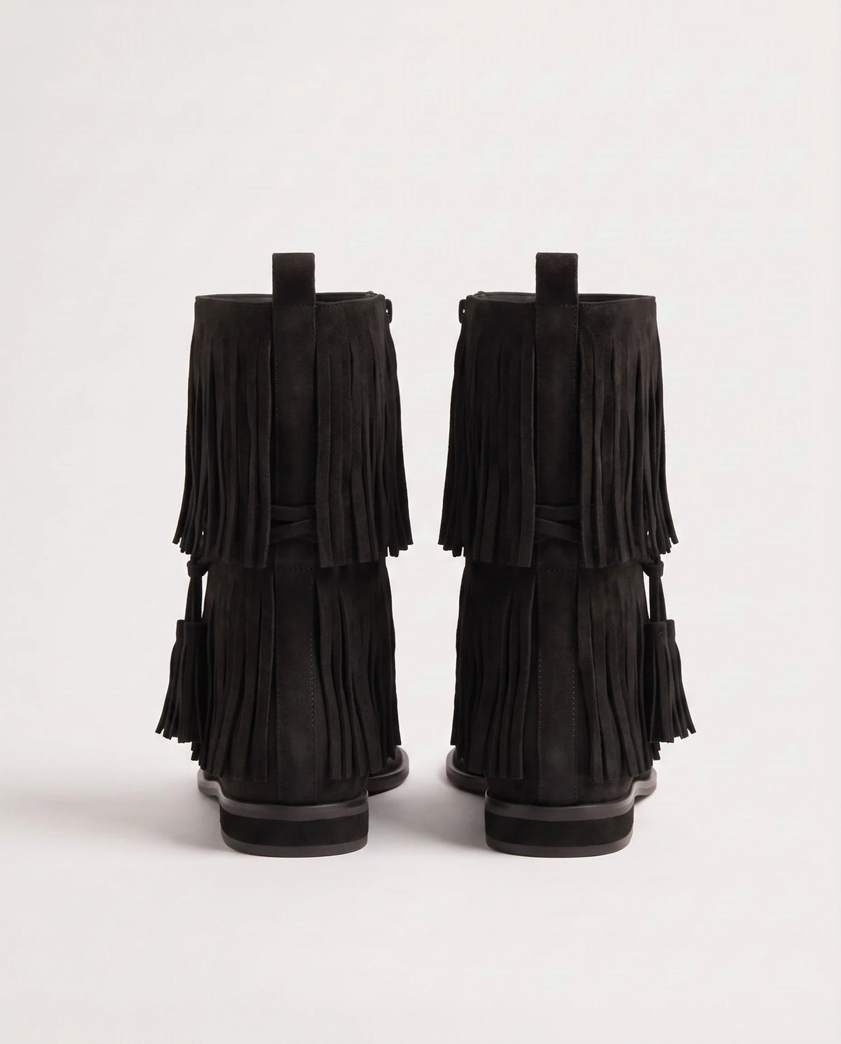 Bottines gladiateur à franges en suédine Vianne — Noir, packshot vue complémentaire