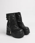 Bottines plateforme à guêtre zippée Urielle — Noir, paire en packshot studio