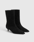 Bottines pointues à talon kitten Nathalène — Noir, paire en packshot studio