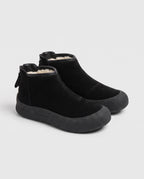 Bottines de neige plates à zip dos Clarine — Noir, paire en packshot studio