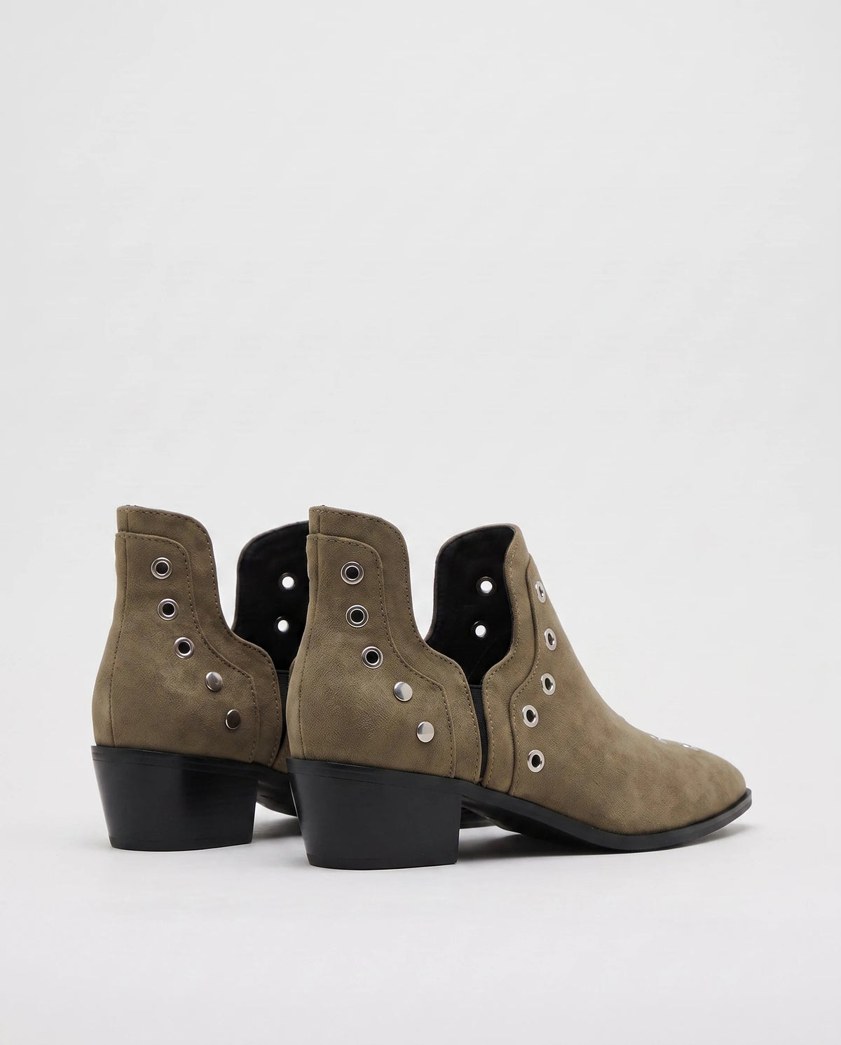 Bottines western à œillets cloutés Azélie — Kaki, packshot vue complémentaire