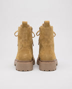 Bottines rangers en suédine à plateforme Fanchon — Camel, paire vue de dos, tirants de tige