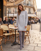 Cuissardes stretch à talon bloc Iphigénie — Gris, portées en extérieur