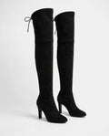 Cuissardes stretch à talon bloc Iphigénie — Noir, paire en packshot studio