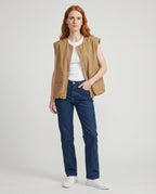 Gilet cargo zippé camel Paloma, vue de face en studio