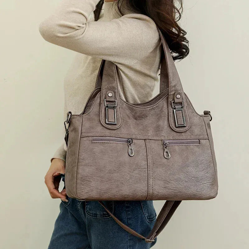 Grand sac à main bandoulière rétro multipoches Agnès - image 18