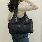 Grand sac à main bandoulière rétro multipoches Agnès - image 2