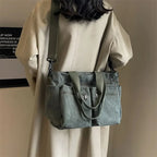 Grand sac à main cabas bandoulière de cours en velours côtelé multipoches Élina - image 32