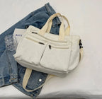 Grand sac à main cabas bandoulière de cours en velours côtelé multipoches Élina - image 38