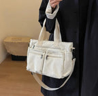 Grand sac à main cabas bandoulière de cours en velours côtelé multipoches Élina - image 40