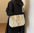 Grand sac à main cabas bandoulière de cours en velours côtelé multipoches Élina - image 41