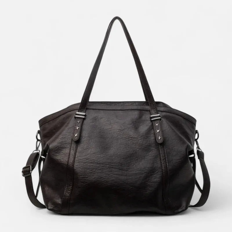 Grand sac à main cabas de cours souple avec bandoulière Alyssa - Café - image 19