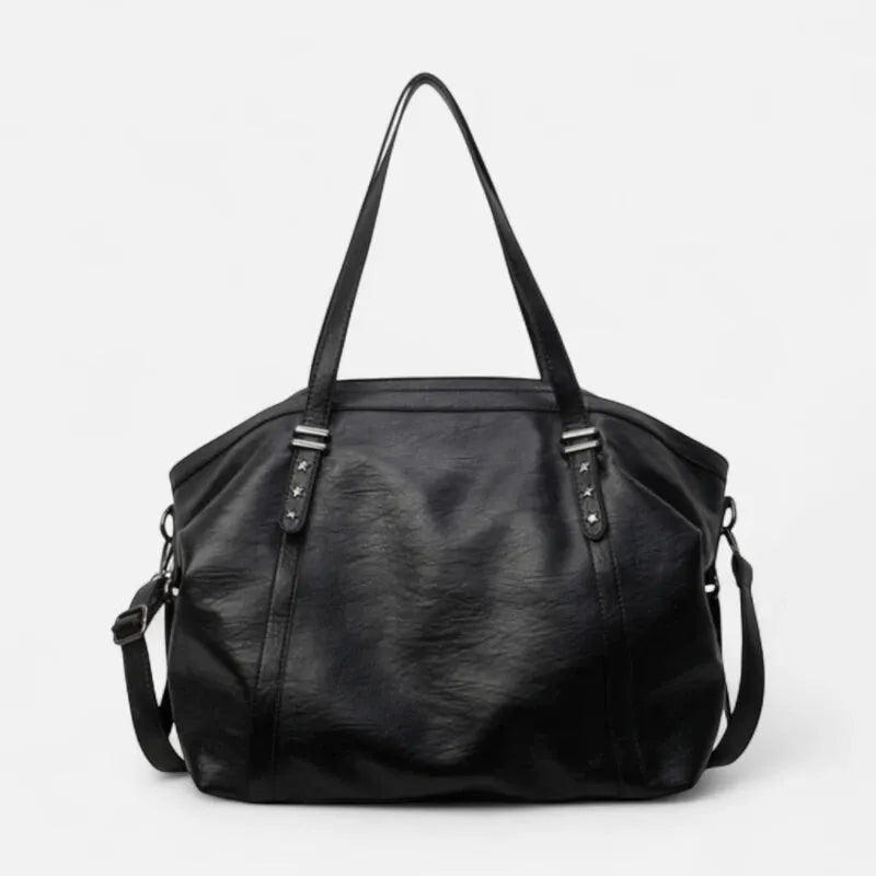 Grand sac à main cabas de cours souple avec bandoulière Alyssa - Noir - image 1