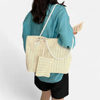 Grand sac à main cabas en paille avec anses en corde et pochette assortie Livia - image 3