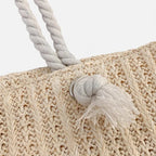 Grand sac à main cabas en paille avec anses en corde et pochette assortie Livia - image 5