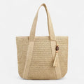 Grand sac à main cabas en paille avec pompon Naïma - Beige - image 9