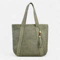 Grand sac à main cabas en paille avec pompon Naïma - Kaki - image 19