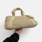 Grand sac à main cabas en paille avec pompon Naïma - image 18