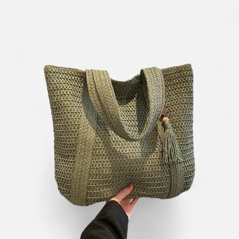 Grand sac à main cabas en paille avec pompon Naïma - image 22