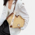 Grand sac à main cabas en paille avec ruban Mila - image 11