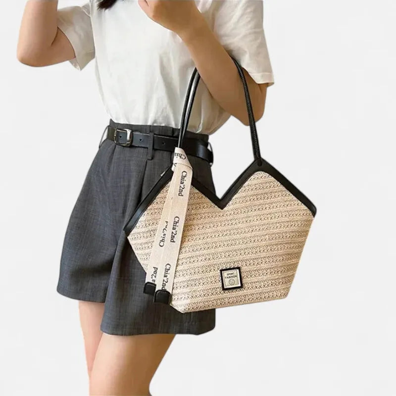 Grand sac à main cabas en paille avec ruban Mila - image 13