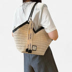 Grand sac à main cabas en paille avec ruban Mila - image 14