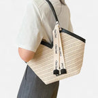 Grand sac à main cabas en paille avec ruban Mila - image 17
