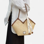Grand sac à main cabas en paille avec ruban Mila - image 8