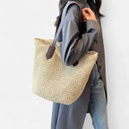 Grand sac à main cabas en paille Lina - image 6