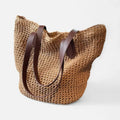 Grand sac à main cabas en paille Lina - Marron clair - image 1