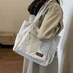 Grand sac à main cabas multipoches en velours côtelé Léonie - image 18