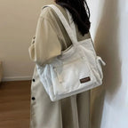 Grand sac à main cabas multipoches en velours côtelé Léonie - image 22