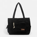 Grand sac à main cabas multipoches en velours côtelé Léonie - Noir - image 1