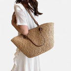 Grand sac à main cabas panier en paille double porté Louna - image 10