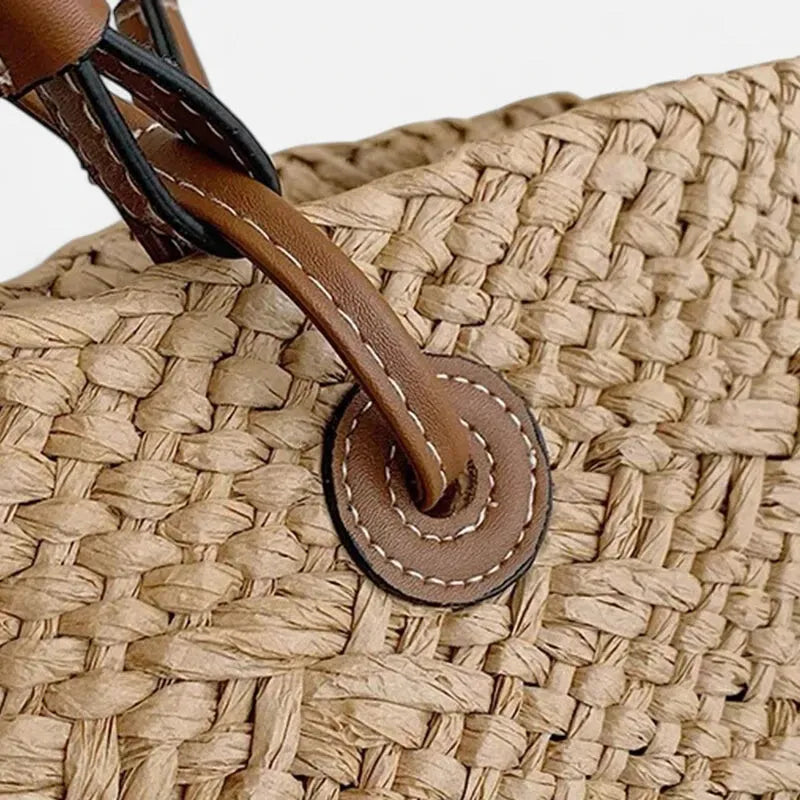 Grand sac à main cabas panier en paille double porté Louna - image 12