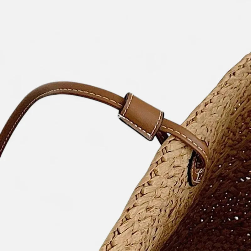 Grand sac à main cabas panier en paille double porté Louna - image 15